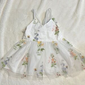 Toddler Girl Floral Embroidered White Dress